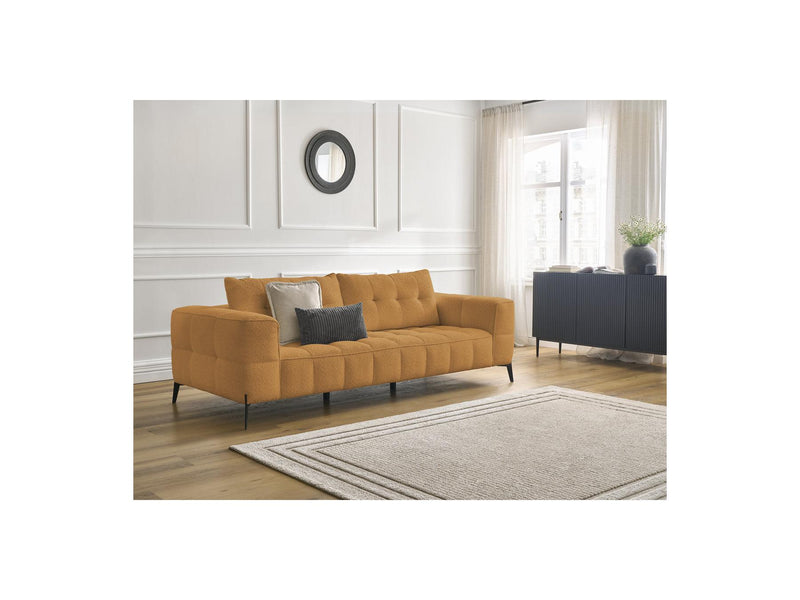 Canapé Droit Fixe 3 Places - Anis - Tissu Bouclette