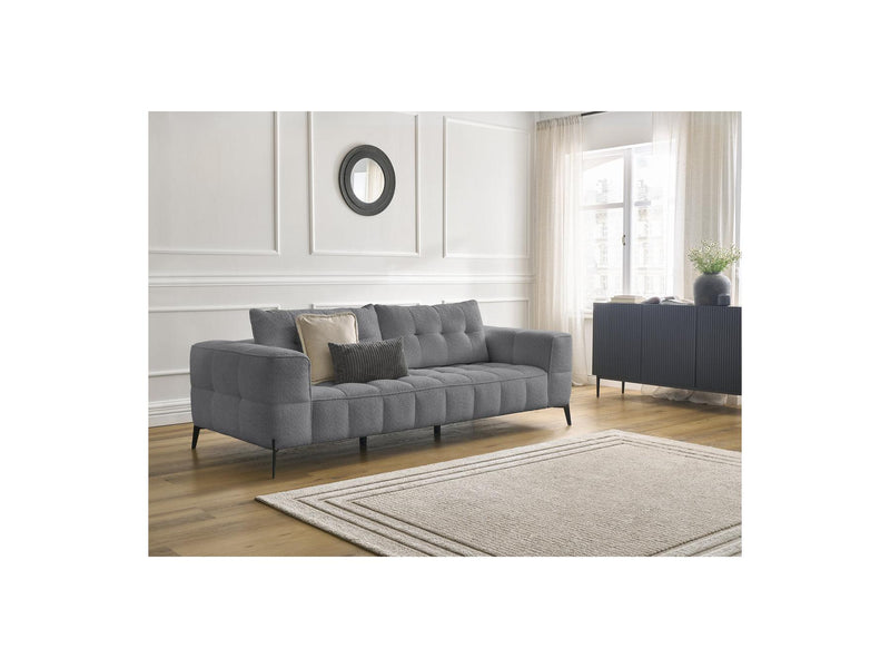 Canapé Droit Fixe 3 Places - Anis - Tissu Bouclette