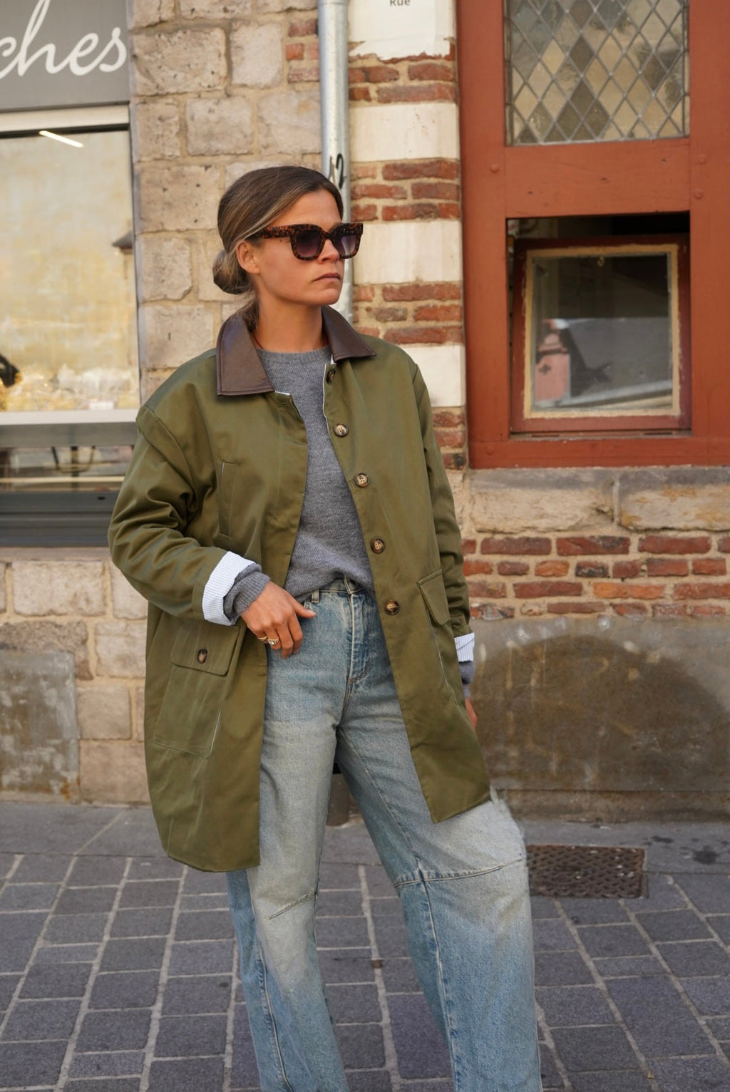 Constance Khaki Mid-Length Jacket