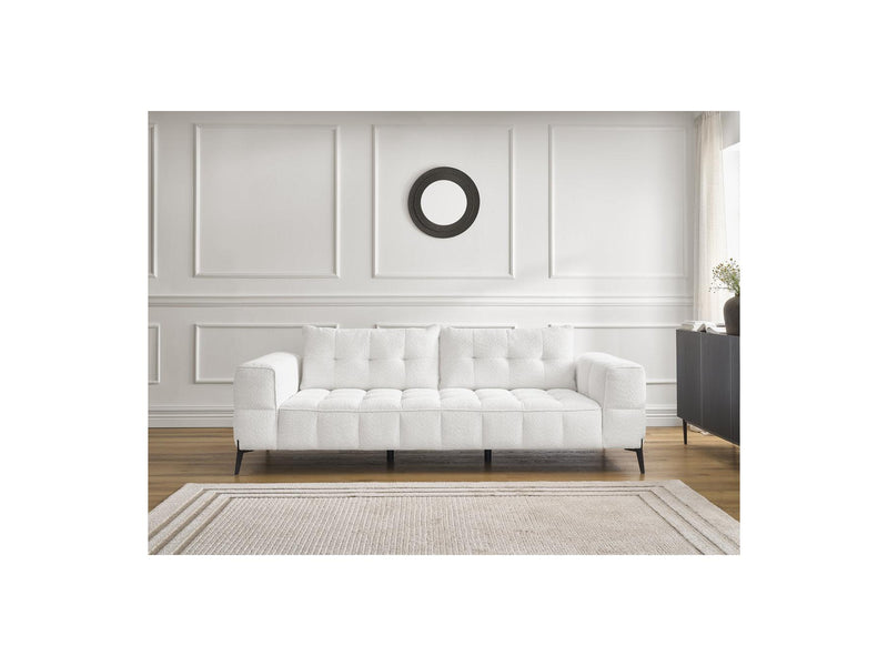 Canapé Droit Fixe 3 Places - Anis - Tissu Bouclette