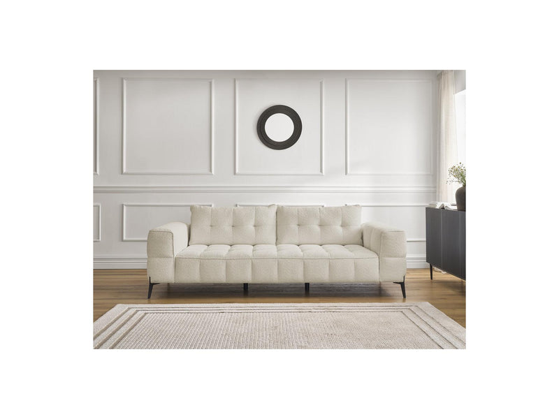 Canapé Droit Fixe 3 Places - Anis - Tissu Bouclette