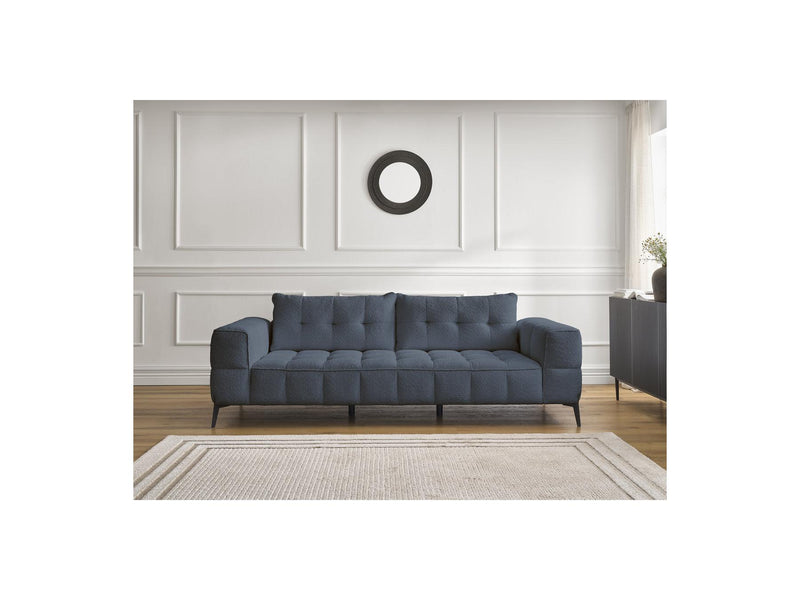 Canapé Droit Fixe 3 Places - Anis - Tissu Bouclette