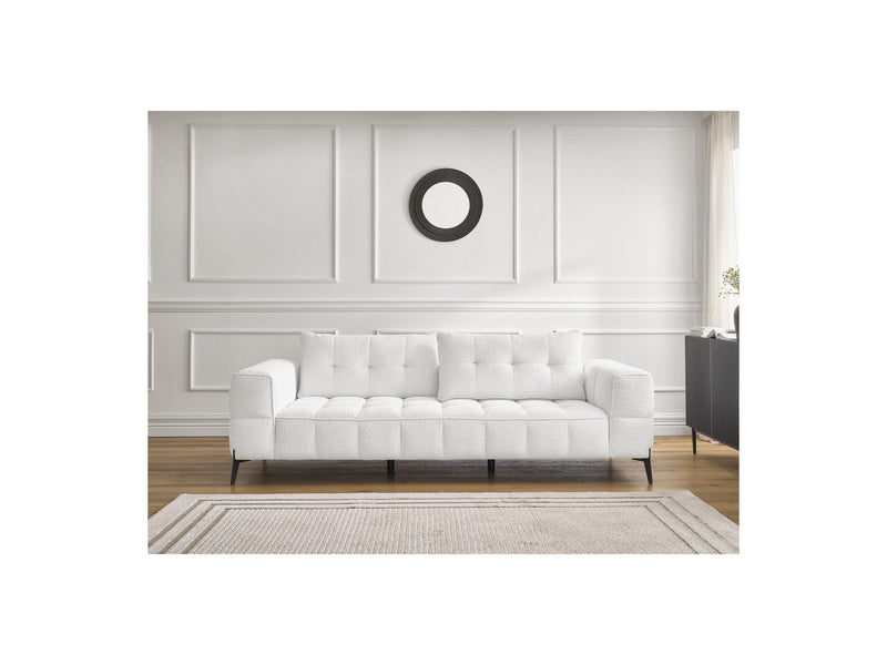 Canapé Droit Fixe 3 Places - Anis - Tissu Bouclette