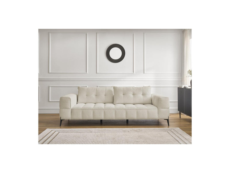 Canapé Droit Fixe 3 Places - Anis - Tissu Bouclette