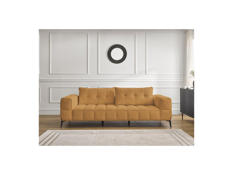 Canapé Droit Fixe 3 Places - Anis - Tissu Bouclette