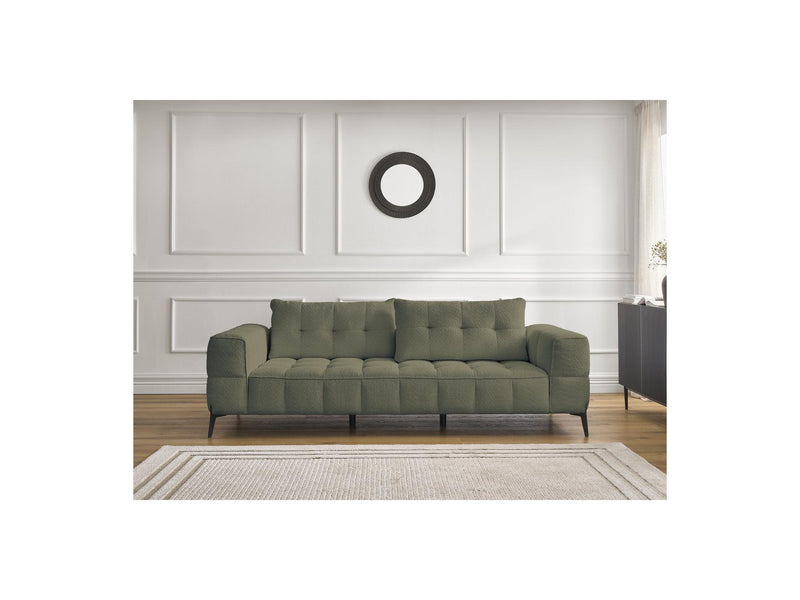 Canapé Droit Fixe 3 Places - Anis - Tissu Bouclette