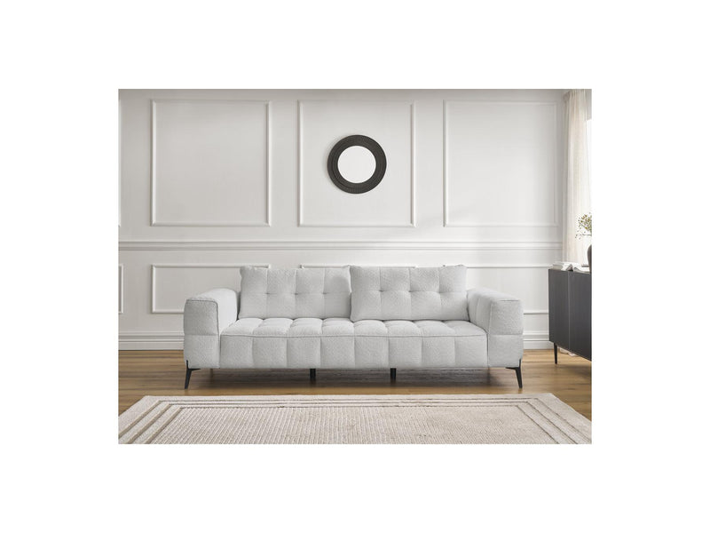 Canapé Droit Fixe 3 Places - Anis - Tissu Bouclette