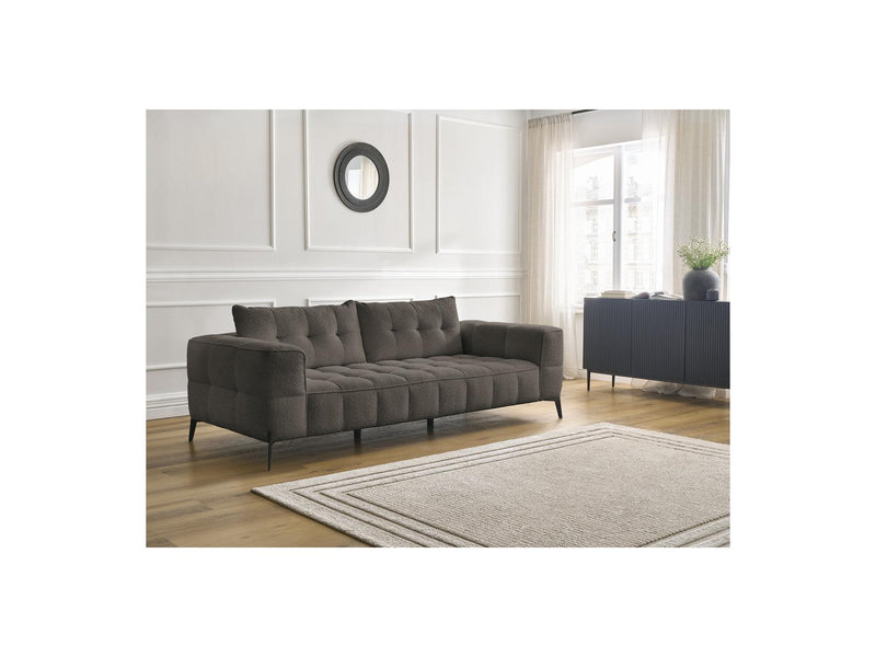 Canapé Droit Fixe 3 Places - Anis - Tissu Bouclette