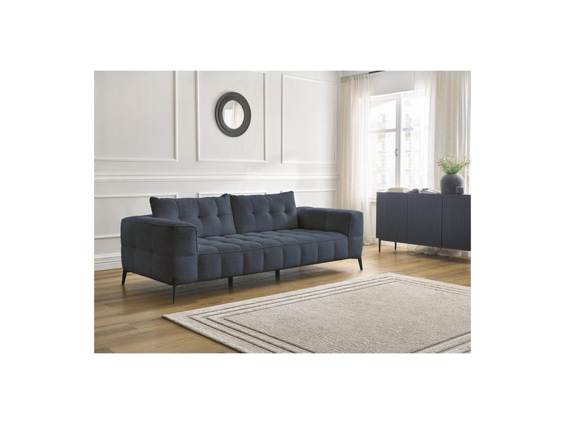 Canapé Droit Fixe 3 Places - Anis - Tissu Bouclette