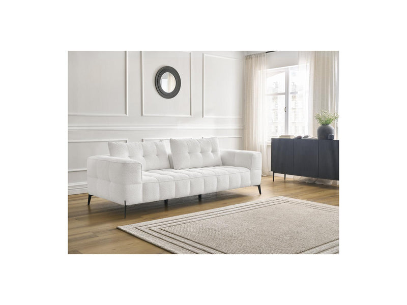 Canapé Droit Fixe 3 Places - Anis - Tissu Bouclette