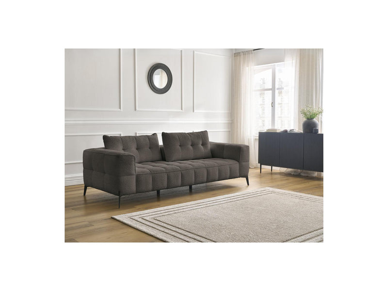 Canapé Droit Fixe 3 Places - Anis - Tissu Bouclette