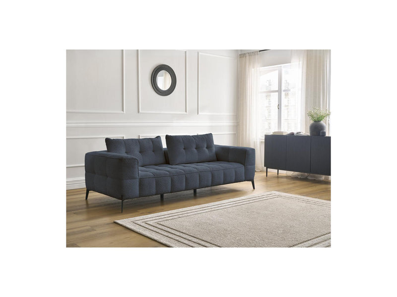 Canapé Droit Fixe 3 Places - Anis - Tissu Bouclette