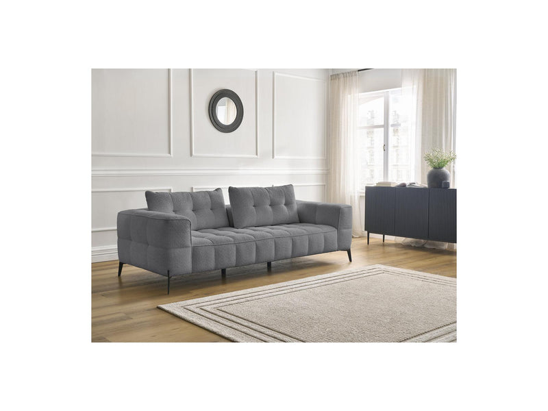 Canapé Droit Fixe 3 Places - Anis - Tissu Bouclette