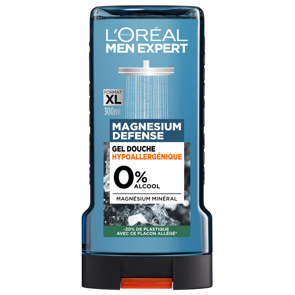 Lot De 6 - Men Expert Magnesium Defense Gel Douche Crème Peau Sensible 0% Alcool Enrichie En Magnésium 300Ml