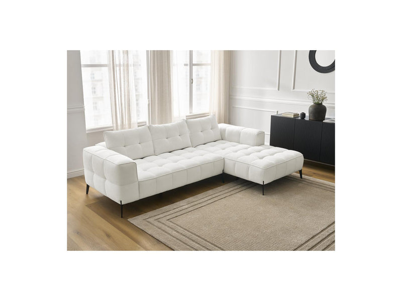 Canapé D'Angle Fixe - Anis - Tissu Texturé - Angle Droit