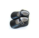 Chaussons Bébé Souples Antidérapants Fille À Boucle Mini-Alice - Cuir Marine - Fille