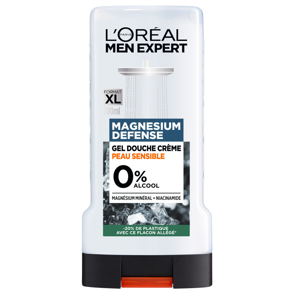 Lot De 6 - Men Expert Magnesium Defense Gel Douche Crème Peau Sensible 0% Alcool Enrichie En Magnésium & En Niaci