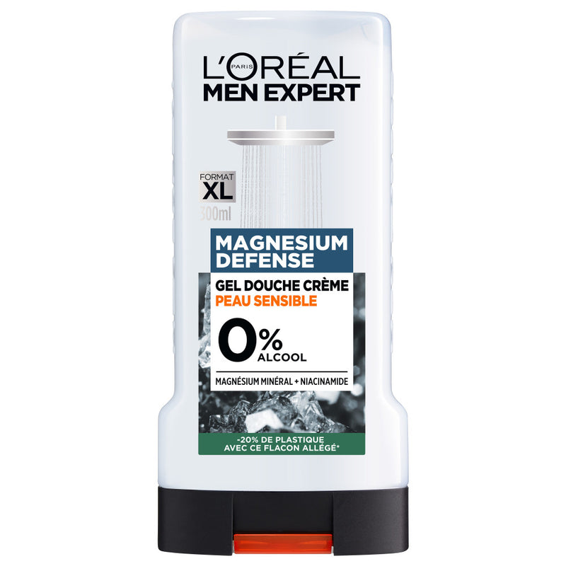 Lot De 6 - Men Expert Magnesium Defense Gel Douche Crème Peau Sensible 0% Alcool Enrichie En Magnésium & En Niaci