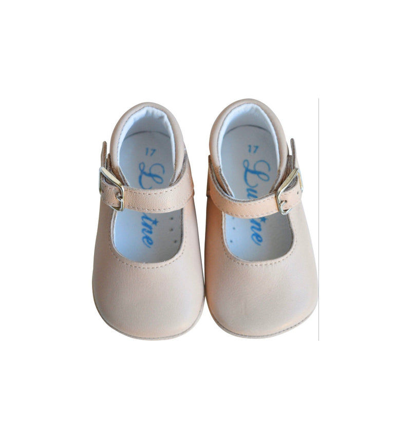 Chaussons Bébé Souples Antidérapants Fille À Boucle Mini-Alice - Cuir Rose Nude Beige - Fille