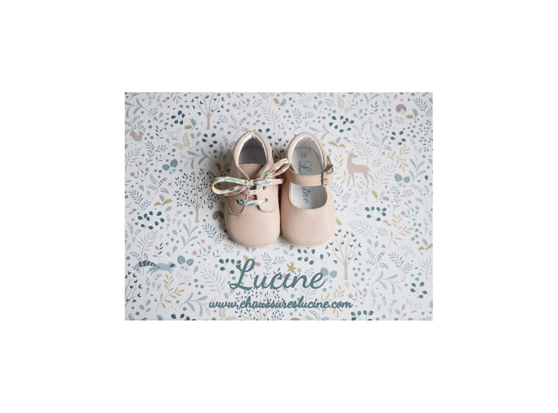 Chaussons Bébé Souples Antidérapants Fille À Boucle Mini-Alice - Cuir Rose Nude Beige - Fille