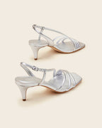 Zhora Leather Heeled Sandals - Silver