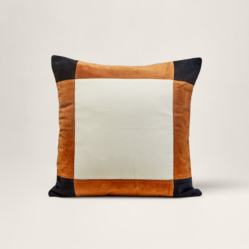 Housse De Coussin Damian - Ivoire Caramel Et Marine