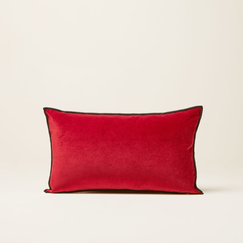 Housse De Coussin Dario - Rouge Opéra Et Bourdon Noir