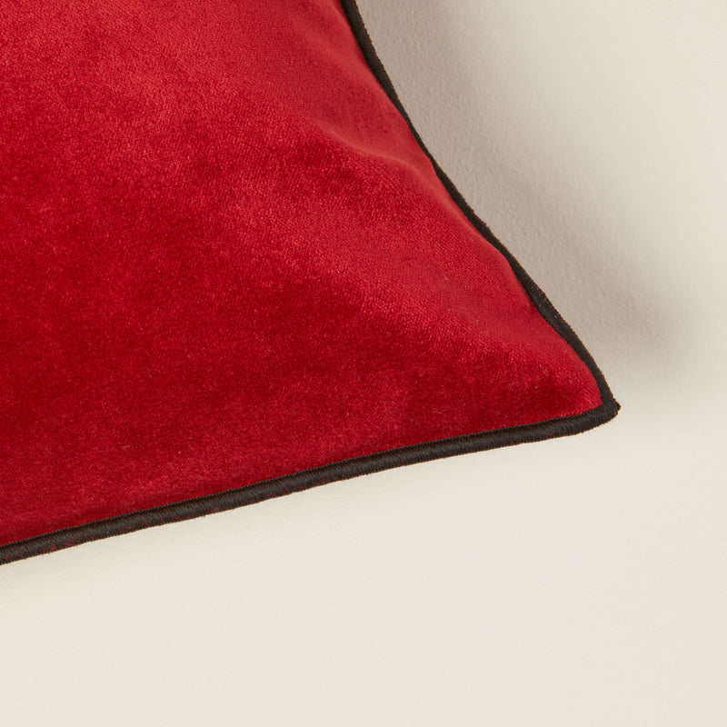 Housse De Coussin Dario - Rouge Opéra Et Bourdon Noir