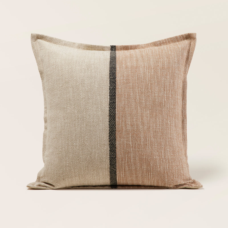 Housse De Coussin Hari - Naturel Et Brun - 2 Tailles