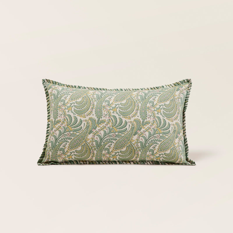 Housse De Coussin Padma - Vert De Gris Et Écru