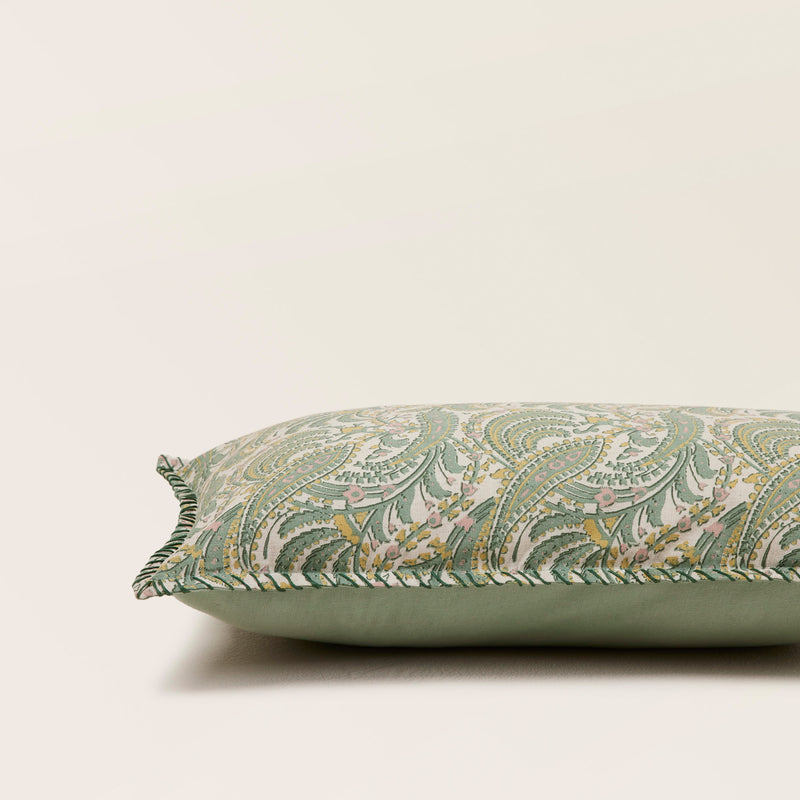 Housse De Coussin Padma - Vert De Gris Et Écru