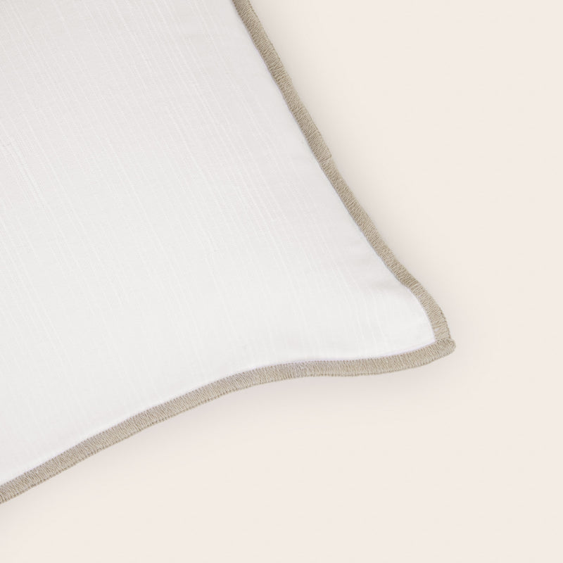 Housse De Coussin Toinon - Blanc Et Bourdon Naturel - 2 Tailles