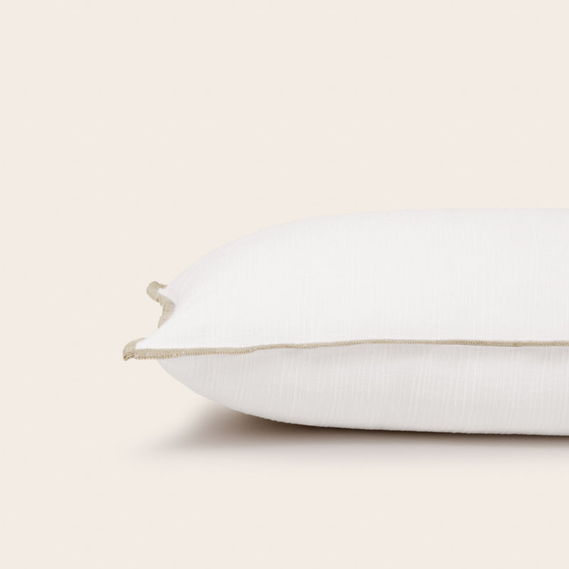 Housse De Coussin Toinon - Blanc Et Bourdon Naturel - 2 Tailles