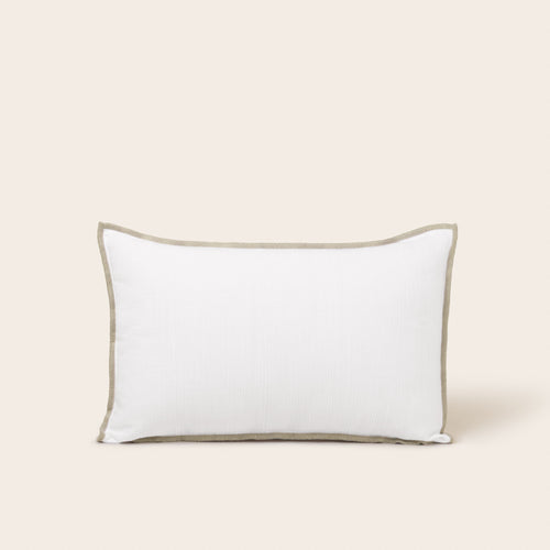 Housse De Coussin Toinon - Blanc Et Bourdon Naturel - 2 Tailles