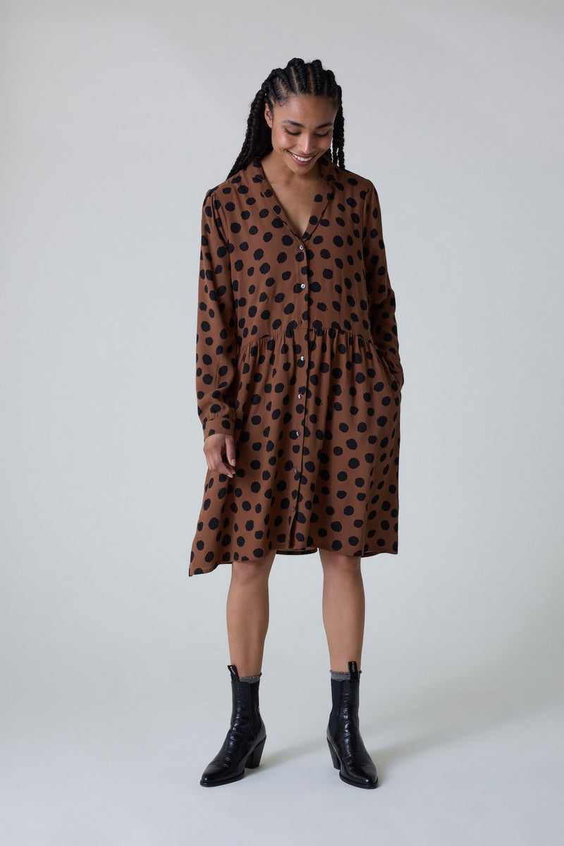 Robbie Spot dress - Brown