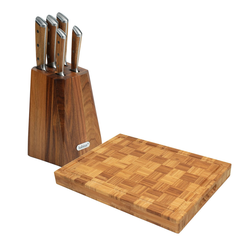 Harmonie - Bloc De 5 Couteaux En Bois + Une Planche À Découper En Bambou - Bois/Bambou