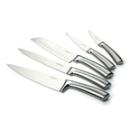 Selena - Bloc De 5 Couteaux En Inox + Un Aiguiseur 3 En 1 - Argenté/Blanc
