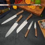 Opaline - Bloc De 5 Couteaux En Bois + Un Aiguiseur 3 En 1 - Bois/Blanc