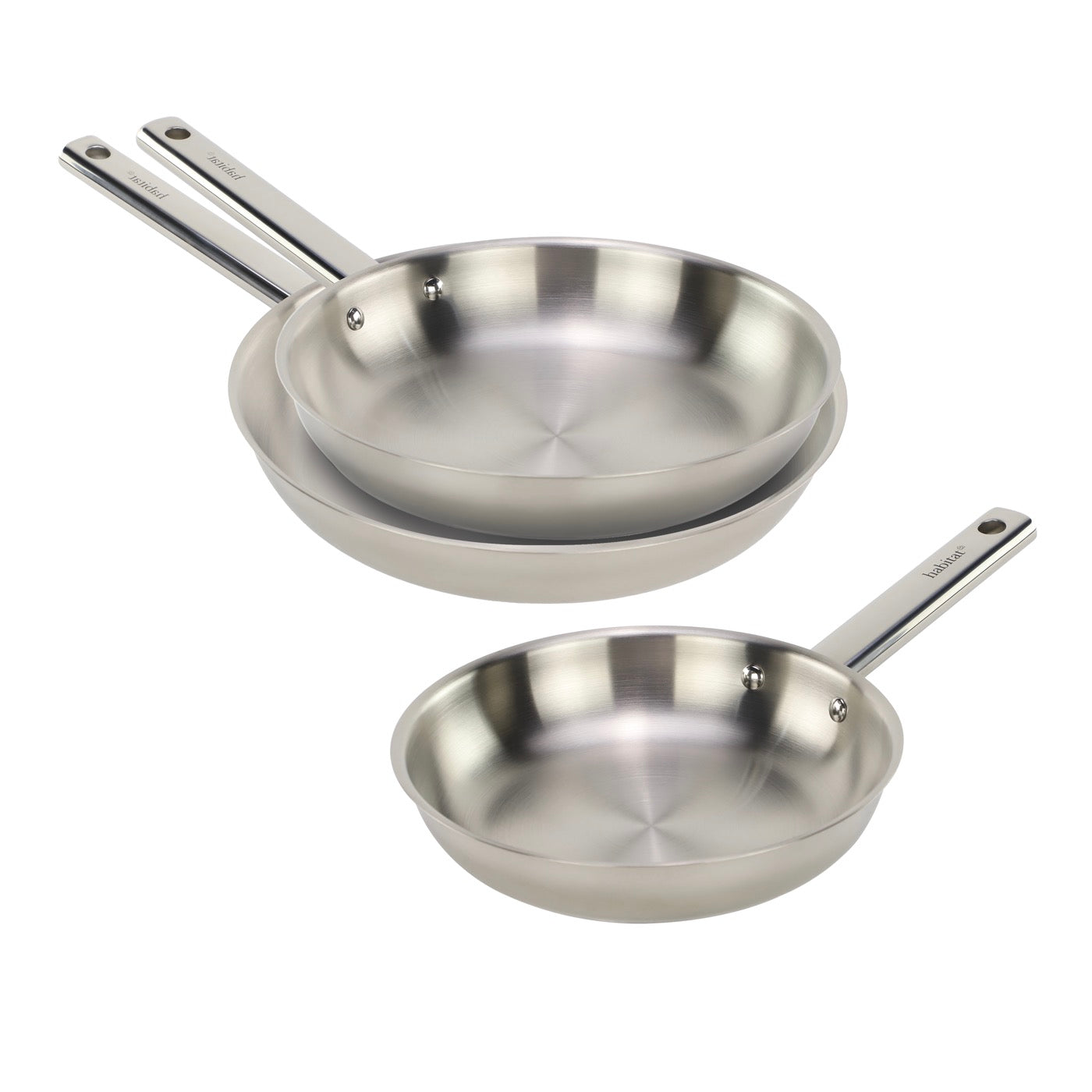 Prestancia - Set De 3 Poeles Inox - 20/24/28 - Argenté