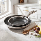 Hera - Set De 2 Poêles Triplex Antiadhésive - 20/28Cm - Noir/Argenté