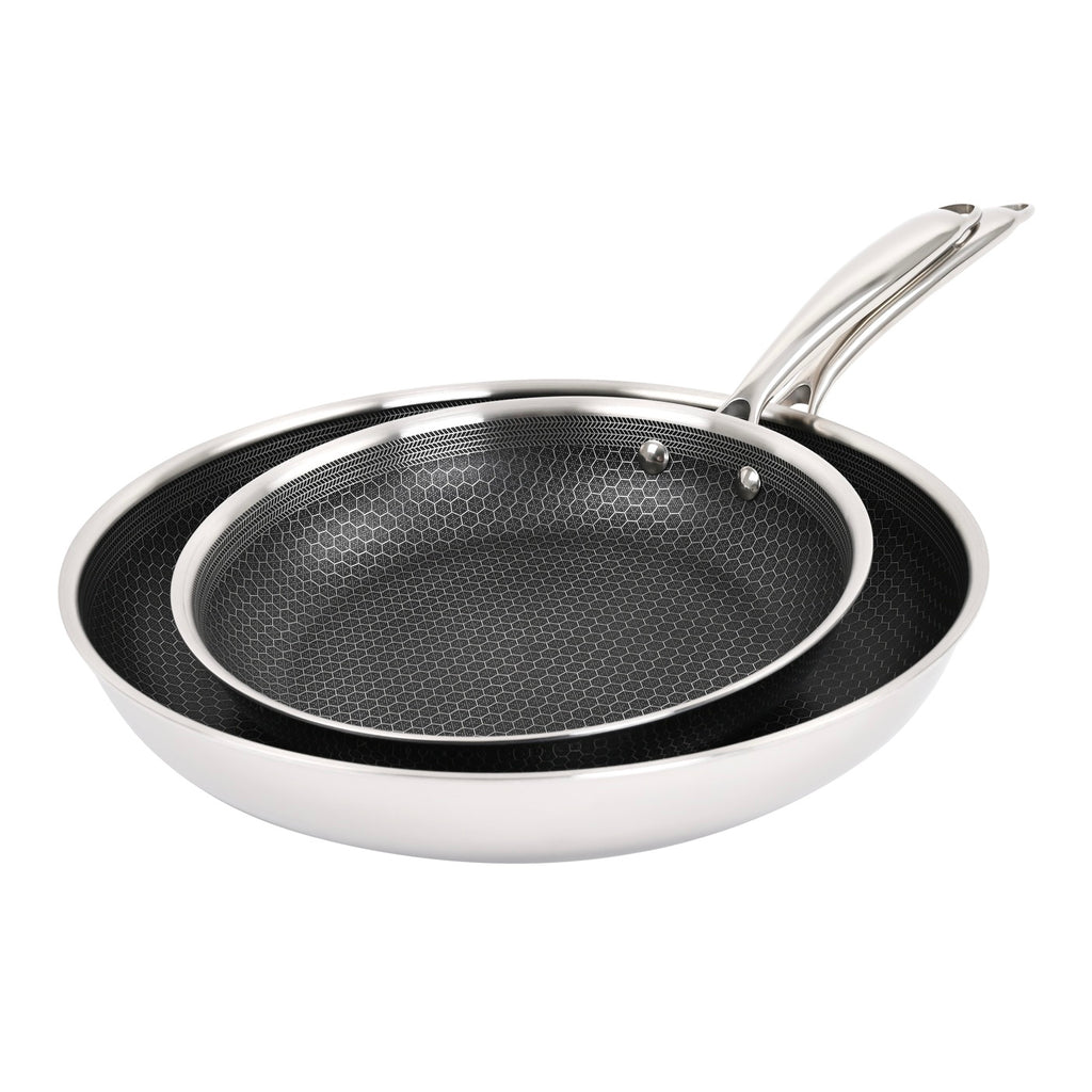 Hera - Set De 2 Poêles Triplex Antiadhésive - 24/32Cm - Noir/Argenté