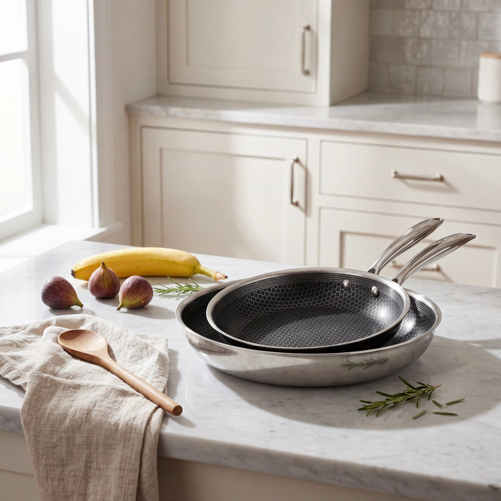Hera - Set De 2 Poêles Triplex Antiadhésive - 24/32Cm - Noir/Argenté