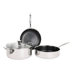Hera - Set De 4 Pièces Triplex Antiadhésive - Poêle - 28Cm + Sauteuse - 28Cm + Faitout - 28Cm Avec Couvercle - Noir/Argenté