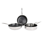 Hera - Set De 4 Pièces Triplex Antiadhésive - Casserole - 16Cm + Poêle - 28Cm + Sauteuse - 28Cm + Wok - 32Cm - Noir/Argenté
