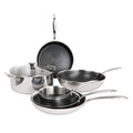 Hera - Set De 7 Pièces Triplex Antiadhésive - Casserole - 16Cm + Poêle - 24Cm + Poêle - 28Cm + Sauteuse - 28Cm + Wok - 32Cm + Faitout - 28Cm Avec Couvercle - Noir/Argenté