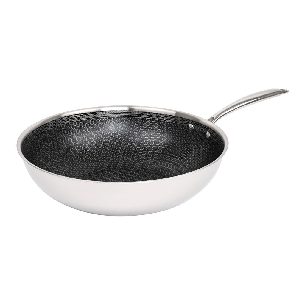 Hera - Set De 7 Pièces Triplex Antiadhésive - Casserole - 16Cm + Poêle - 24Cm + Poêle - 28Cm + Sauteuse - 28Cm + Wok - 32Cm + Faitout - 28Cm Avec Couvercle - Noir/Argenté