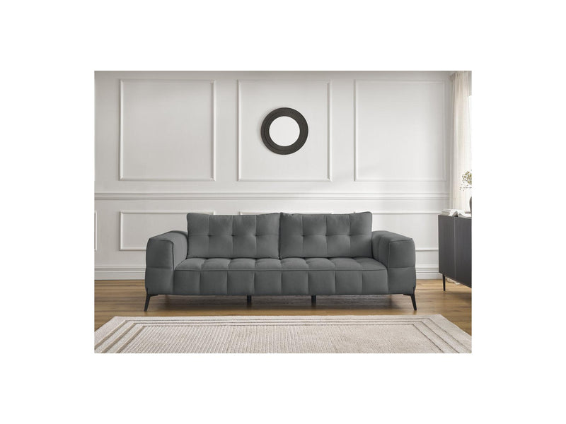 Canapé Droit Fixe 3 Places - Anis - Tissu Texturé