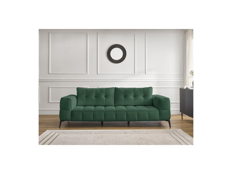 Canapé Droit Fixe 3 Places - Anis - Tissu Texturé