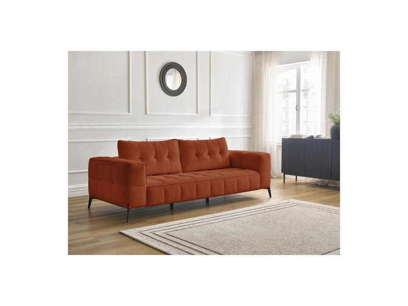 Canapé Droit Fixe 3 Places - Anis - Tissu Texturé