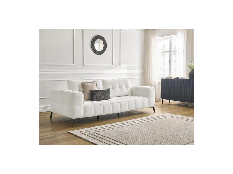 Canapé Droit Fixe 3 Places - Anis - Tissu Texturé